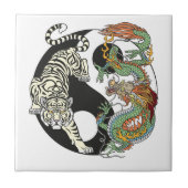 Weißer Tiger gegen grüner Drache im Yin-Yang Fliese (Vorderseite)