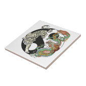 Weißer Tiger gegen grüner Drache im Yin-Yang Fliese (Seite)