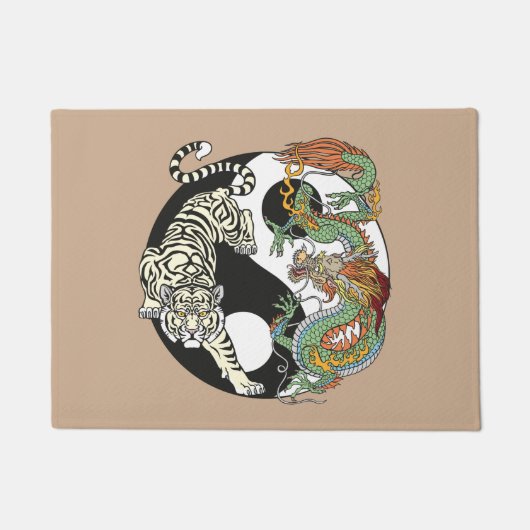 Weißer Tiger gegen grüner Drache im Yin-Yang Fußmatte (Vorderseite)