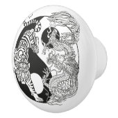 Weißer Tiger gegen grüner Drache im Yin-Yang Keramikknauf (Rechts)