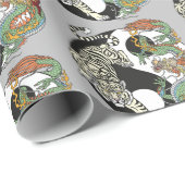 Weißer Tiger gegen grüner Drache im Yin-Yang-Krieg Geschenkpapier (Rolleneckpunkt)