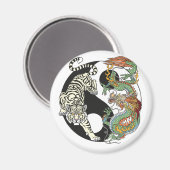Weißer Tiger gegen grüner Drache im Yin-Yang Magnet (Vorderseite/Rückseite)