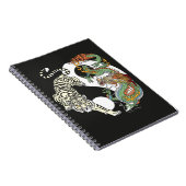 Weißer Tiger gegen grüner Drache im Yin Yang Notizblock (Rechte Seite)