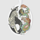 Weißer Tiger gegen grüner Drache im Yin-Yang Ornament (Vorderseite)