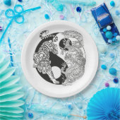 Weißer Tiger gegen grüner Drache im Yin-Yang Pappteller (Party)