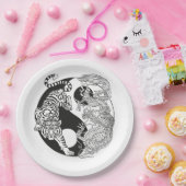 Weißer Tiger gegen grüner Drache im Yin-Yang Pappteller (Party)