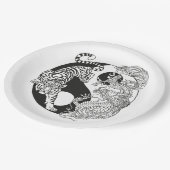 Weißer Tiger gegen grüner Drache im Yin-Yang Pappteller (Schrägansicht)