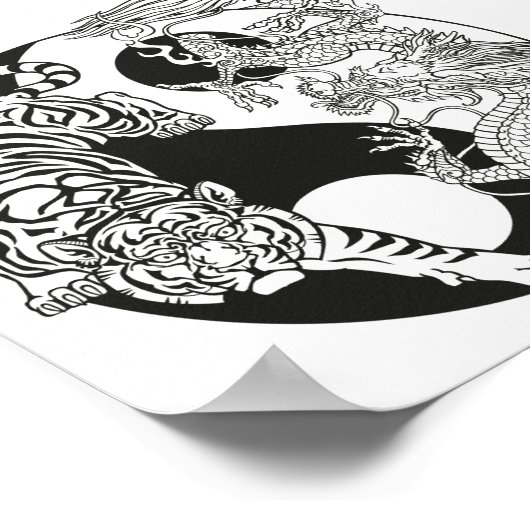 Weißer Tiger gegen grüner Drache im Yin Yang po Poster (Ecke)