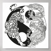 Weißer Tiger gegen grüner Drache im Yin Yang po Poster (Vorne)