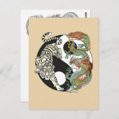 Weißer Tiger gegen grüner Drache im Yin-Yang Postkarte (Vorne/Hinten)