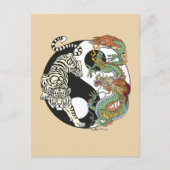 Weißer Tiger gegen grüner Drache im Yin-Yang Postkarte (Vorderseite)
