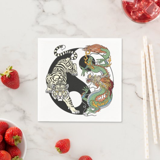 Weißer Tiger gegen grüner Drache im Yin-Yang Serviette (Beispiel)