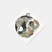 Weißer Tiger gegen grüner Drache im Yin-Yang Serviette (Ecke)