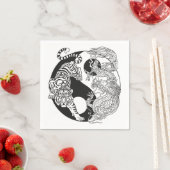 Weißer Tiger gegen grüner Drache im Yin Yang Serviette (Beispiel)