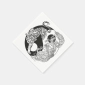 Weißer Tiger gegen grüner Drache im Yin Yang Serviette (Ecke)