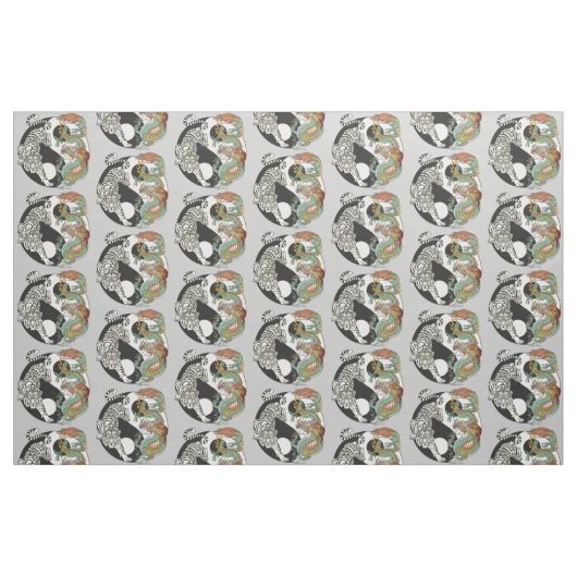 Weißer Tiger gegen grüner Drache im Yin-Yang  Stoff (Fat Quarter (45,7 x 55,9 cm))