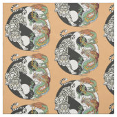 Weißer Tiger gegen grüner Drache im Yin-Yang Stoff (Muster)