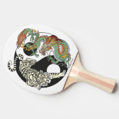 Weißer Tiger gegen grüner Drache im Yin-Yang Tischtennis Schläger (Seitenansicht)