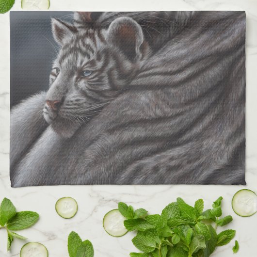 Weißer Tiger Geschirrtuch (Gefaltet)