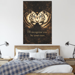 Weißer Tiger Golden Bond – Luxus Schwarze Goldseel Leinwanddruck