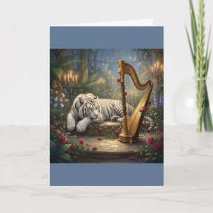 Weißer Tiger & Goldene Harfe Karte