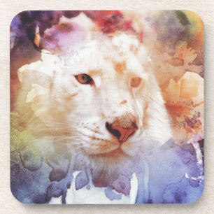 Weißer Tiger Grunge Untersetzer