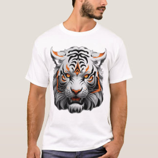 WEISSER TIGER HEAD ONI STIL, SVG, NUR KOPF, SCHWAR T-Shirt