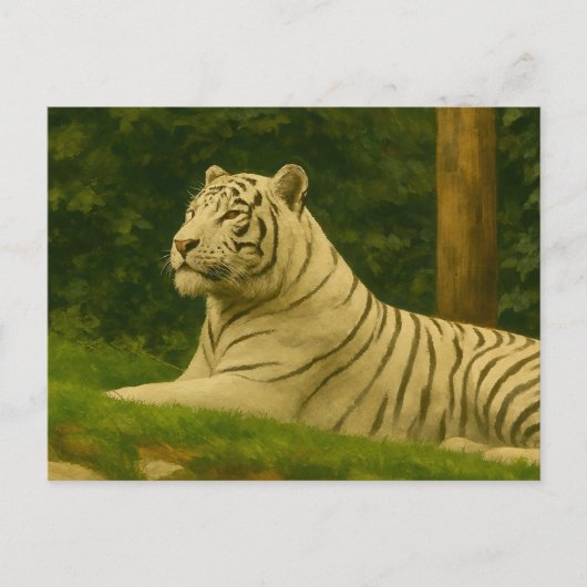 Weißer Tiger im Waldlicht Postkarte (Vorderseite)