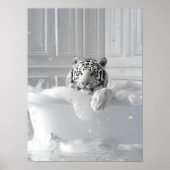 Weißer Tiger in Badewanne Kunstprint Gepard Poster (Vorne)