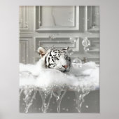 Weißer Tiger in der Badewanne Kunstprint Maximalis Poster (Vorne)