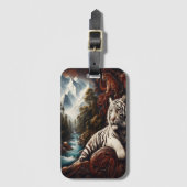 Weißer Tiger in einem Bergtal Gepäckanhänger (Vorderseite Vertikal)