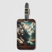 Weißer Tiger in einem Bergwald Gepäckanhänger (Vorderseite Vertikal)