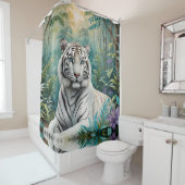 Weißer Tiger in einem blauen grünen Dschungel Duschvorhang (Beispiel)