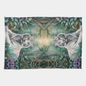 Weißer Tiger in einem blauen grünen Dschungel Geschirrtuch (Horizontal)