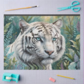 Weißer Tiger in einem blauen grünen Dschungel Seidenpapier (Basteln)