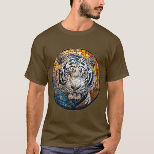 Weißer Tiger in einem lebendigen kreisförmigen Des T-Shirt