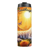 Weißer Tiger in Meereswellen Thermosbecher (Vorderseite)