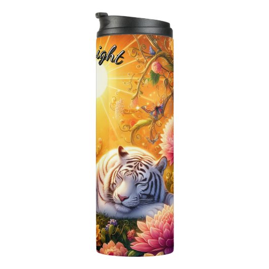 Weißer Tiger in Meereswellen Thermosbecher (Nach rechts gedreht)