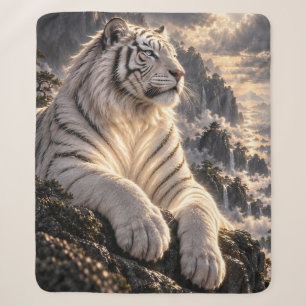 Weißer Tiger in schneebedeckten Bergen – Majestäti Sherpadecke