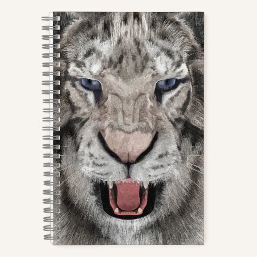 Weißer-Tiger-Kopf-Wildlife-Ästhetik Notizblock (Vorderseite)