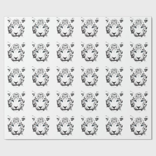 Weißer Tiger mit blauen Augen Geschenkpapier (Flach)