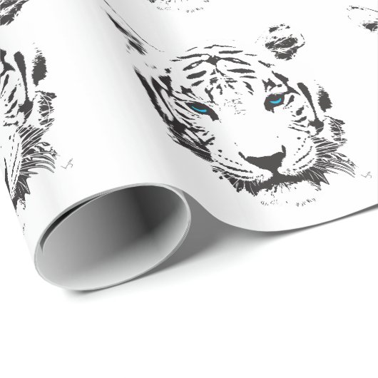 Weißer Tiger mit blauen Augen Geschenkpapier (Rolleneckpunkt)