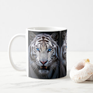 Weißer Tiger mit blauen Augen Kaffeetasse
