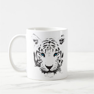 Weißer Tiger mit blauen Augen Kaffeetasse