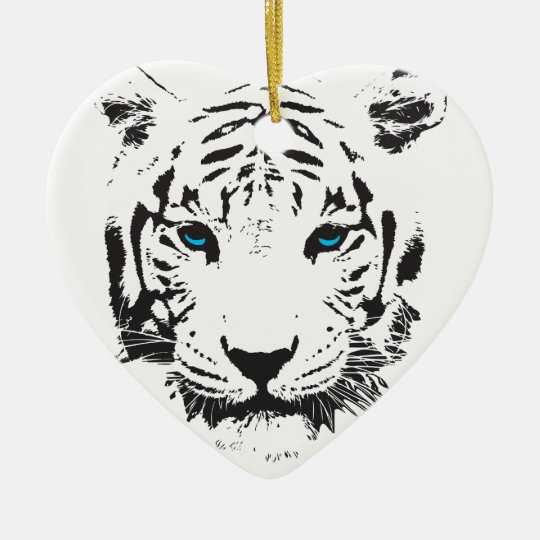 Weisser Tiger Mit Blauen Augen Keramik Ornament Zazzle De