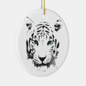 Weißer Tiger mit blauen Augen Keramikornament (Rechts)