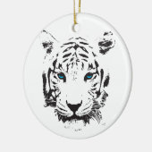 Weißer Tiger mit blauen Augen Keramikornament (Links)