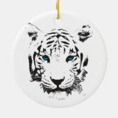 Weißer Tiger mit blauen Augen Keramikornament (Hinten)