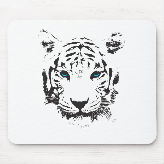 Weißer Tiger mit blauen Augen Mousepad (Vorne)