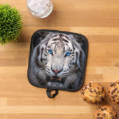 Weißer Tiger mit blauen Augen Topflappen (Oben Unten)